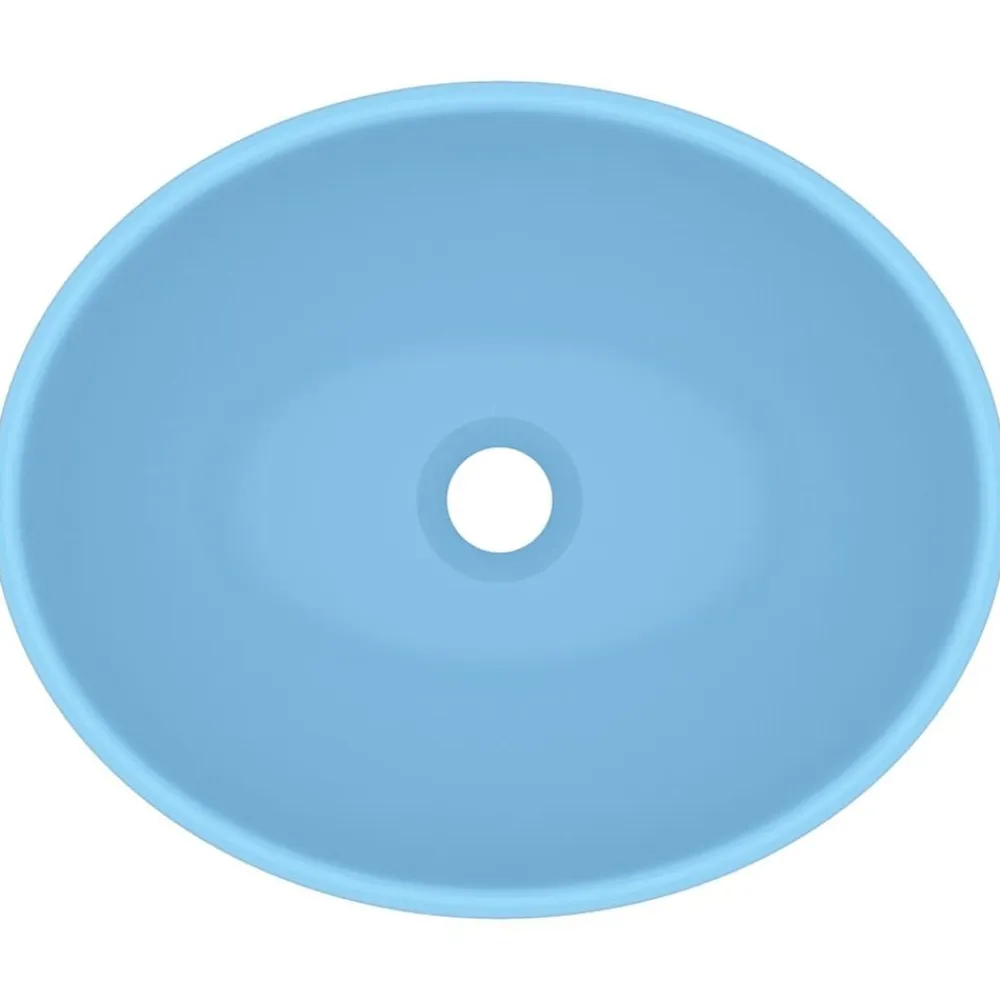 vidaXL Lavabo de lujo ovalado cerámica 40x33 cm azul claro mate Sale