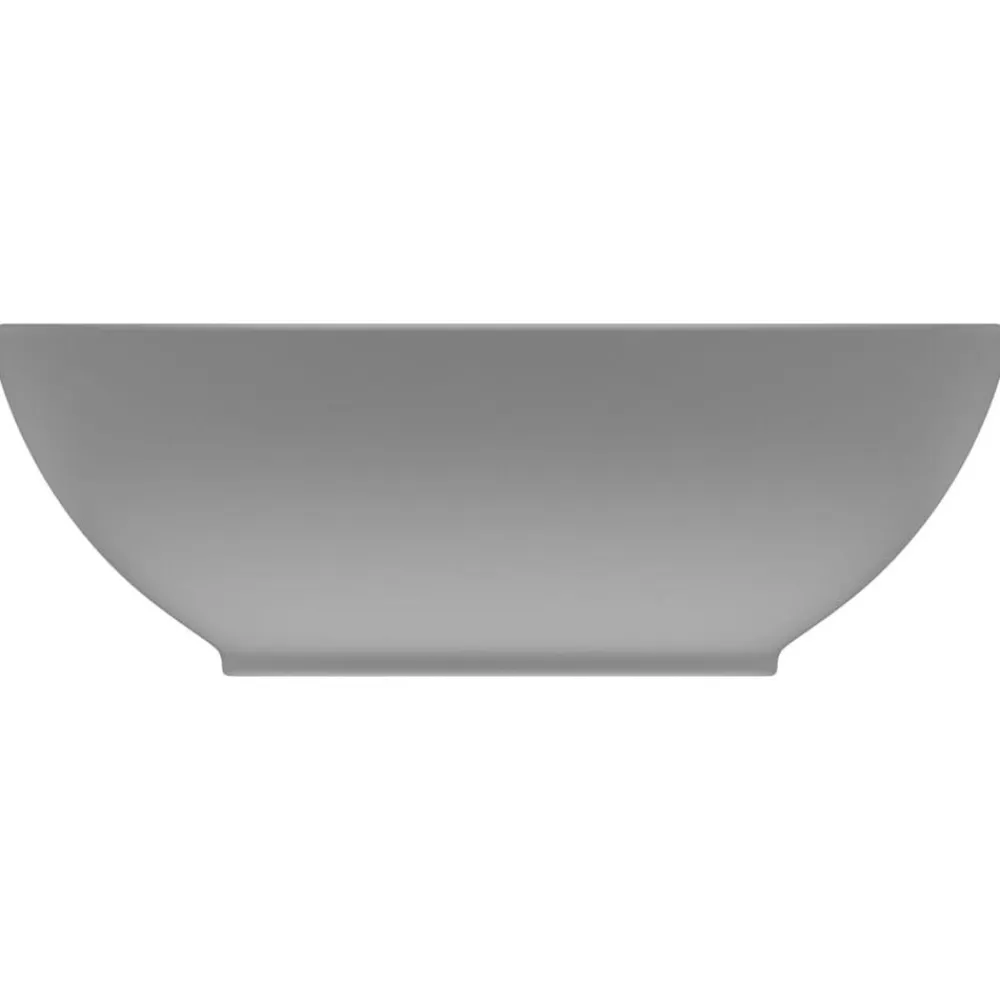 vidaXL Lavabo de lujo ovalado cerámica 40x33 cm gris claro mate Clearance