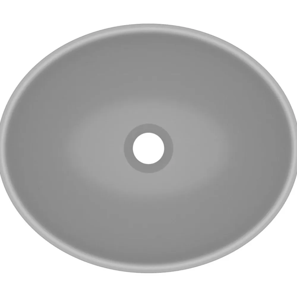 vidaXL Lavabo de lujo ovalado cerámica 40x33 cm gris claro mate Clearance