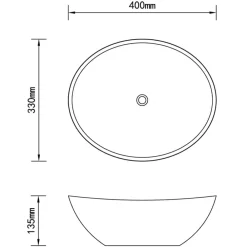 vidaXL Lavabo de lujo ovalado cerámica 40x33 cm gris claro mate Clearance