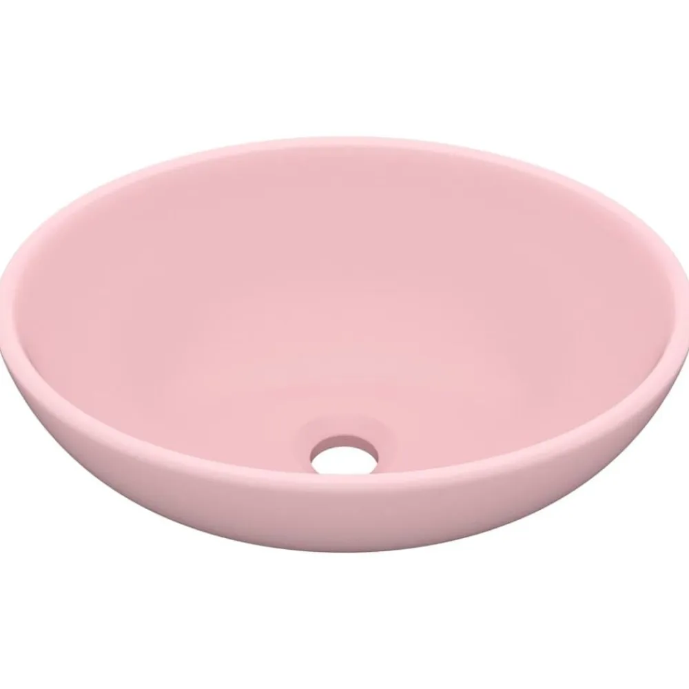 vidaXL Lavabo de lujo ovalado cerámica 40x33 cm rosa mate Sale