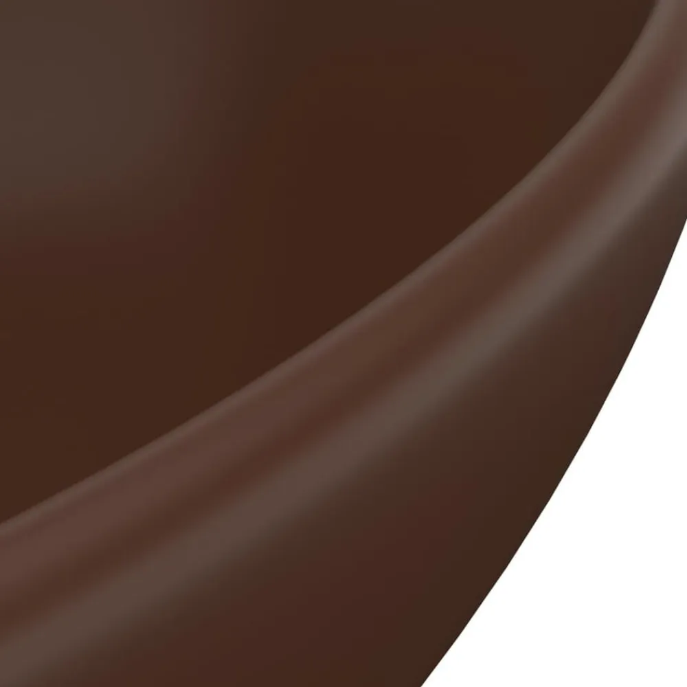 vidaXL Fontanería-Lavabo de lujo ovalado cerámica marrón oscuro mate 40x33 cm