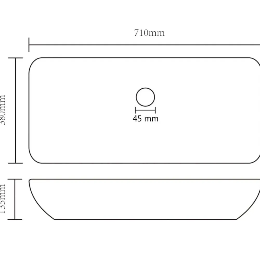 vidaXL Fontanería-Lavabo de lujo rectangular de cerámica 71x38 cm