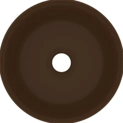 vidaXL Fontanería-Lavabo de lujo redondo cerámica marrón oscuro mate 40x15 cm