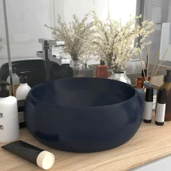 vidaXL Fontanería-Lavabo de lujo redondo cerámica 40x15 cm