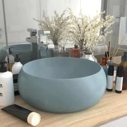 vidaXL Fontanería-Lavabo de lujo redondo cerámica 40x15 cm