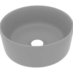 vidaXL Lavabo de lujo redondo cerámica 40x15 cm gris claro mate Outlet