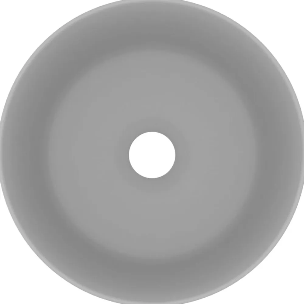 vidaXL Lavabo de lujo redondo cerámica 40x15 cm gris claro mate Outlet
