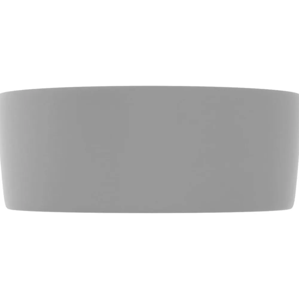 vidaXL Lavabo de lujo redondo cerámica 40x15 cm gris claro mate Outlet