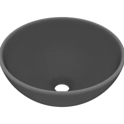 vidaXL Lavabo de lujo redondo cerámica 32,5x14 cm gris oscuro mate New