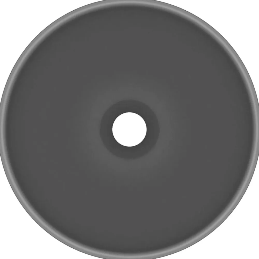 vidaXL Lavabo de lujo redondo cerámica 32,5x14 cm gris oscuro mate New