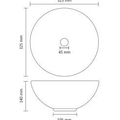 vidaXL Lavabo de lujo redondo cerámica 32,5x14 cm gris oscuro mate New
