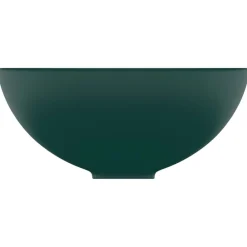 vidaXL Lavabo de lujo redondo cerámica 32,5x14 cm verde oscuro mate Clearance