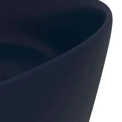 vidaXL Lavabo de lujo redondo cerámica 40x15 cm azul oscuro mate Discount