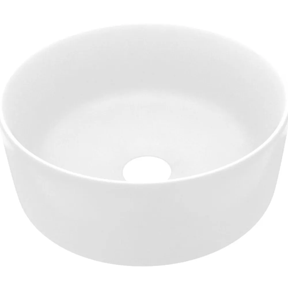 vidaXL Lavabo de lujo redondo cerámica 40x15 cm blanco mate Hot
