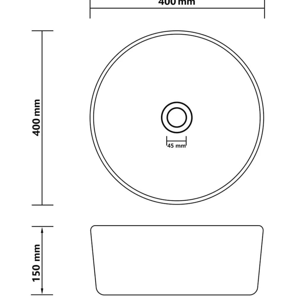 vidaXL Lavabo de lujo redondo cerámica 40x15 cm blanco mate Hot