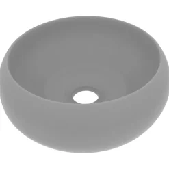vidaXL Lavabo de lujo redondo cerámica 40x15 cm gris claro mate Clearance