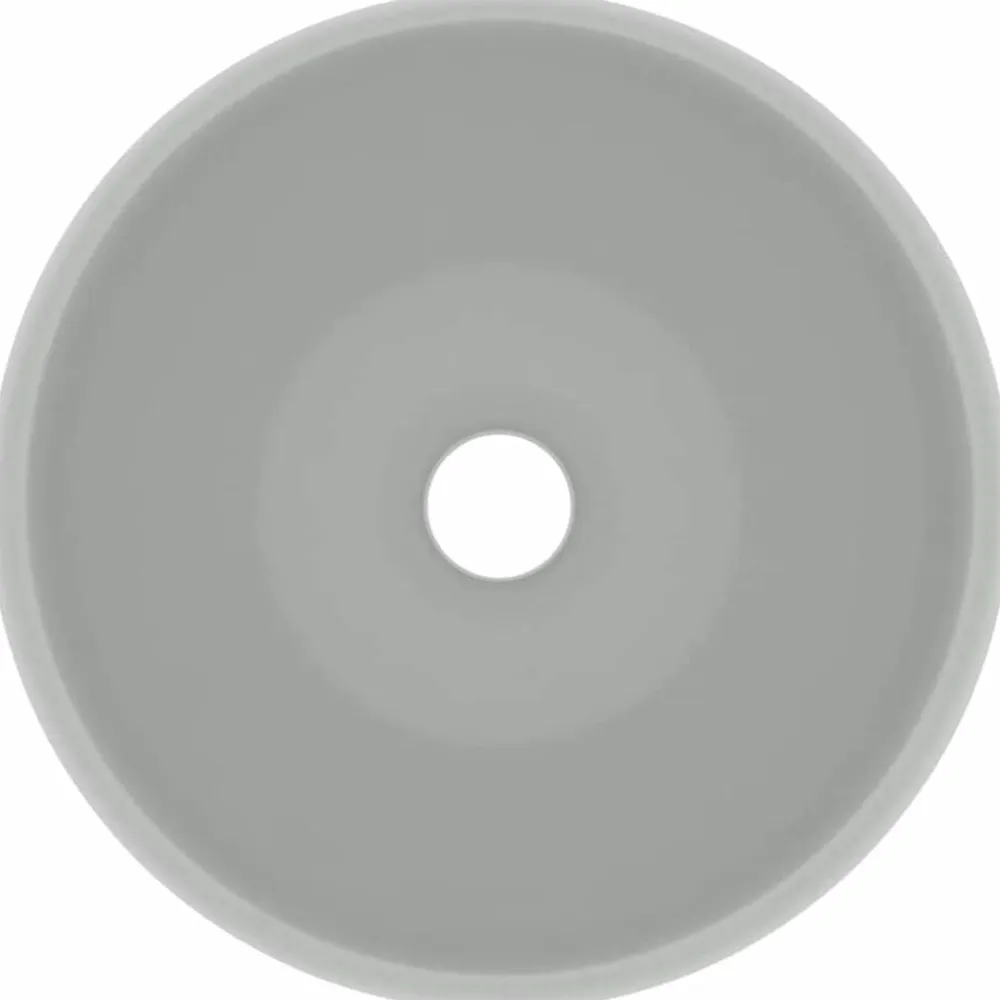vidaXL Lavabo de lujo redondo cerámica 40x15 cm gris claro mate Clearance