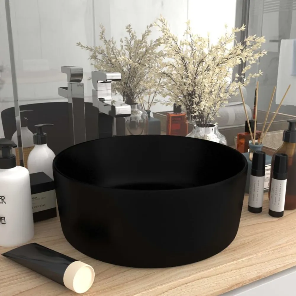 vidaXL Fontanería-Lavabo de lujo redondo cerámica 40x15 cm