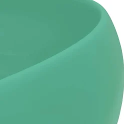 vidaXL Lavabo de lujo redondo cerámica 40x15 cm verde claro mate Hot