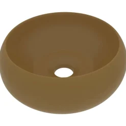 vidaXL Lavabo de lujo redondo cerámica 40x15 cm crema mate Best