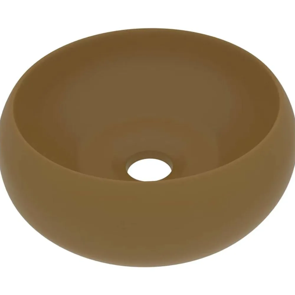 vidaXL Lavabo de lujo redondo cerámica 40x15 cm crema mate Best