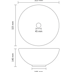 vidaXL Fontanería-Lavabo de lujo redondo cerámica 32,5x14 cm