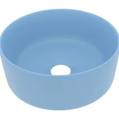 vidaXL Lavabo de lujo redondo cerámica 40x15 cm azul claro mate Online