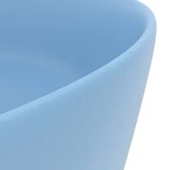 vidaXL Lavabo de lujo redondo cerámica 40x15 cm azul claro mate Online