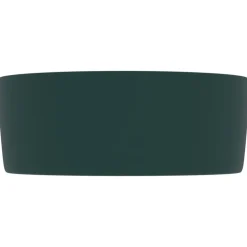 vidaXL Lavabo de lujo redondo cerámica 40x15 cm verde oscuro mate Outlet