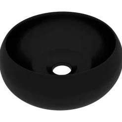 vidaXL Lavabo de lujo redondo cerámica 40x15 cm Negro mate Online