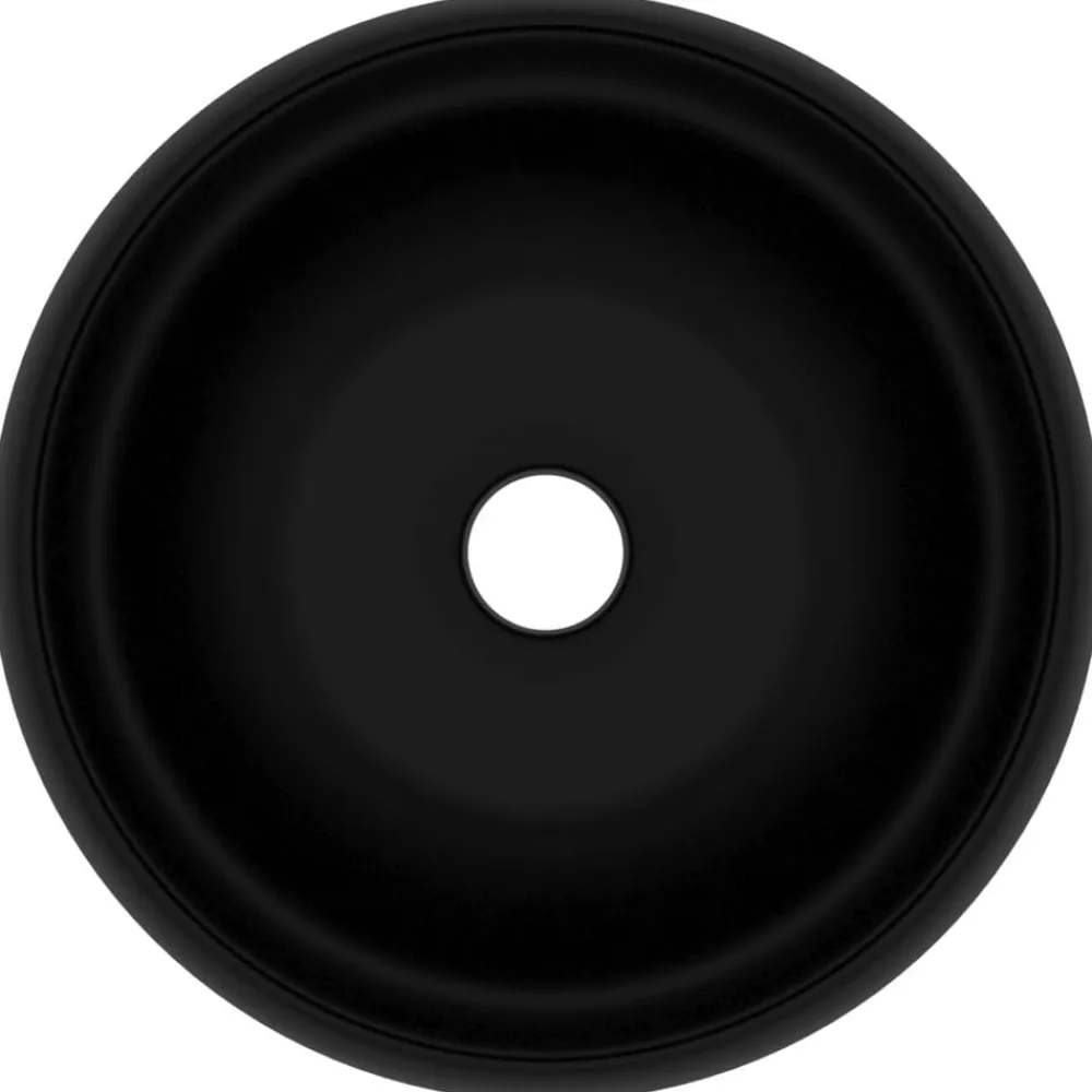 vidaXL Lavabo de lujo redondo cerámica 40x15 cm Negro mate Online