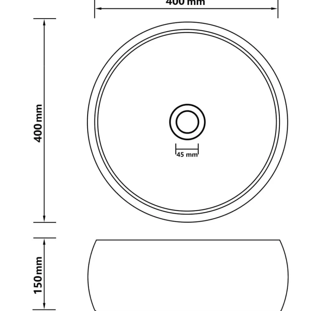 vidaXL Lavabo de lujo redondo cerámica 40x15 cm Negro mate Online