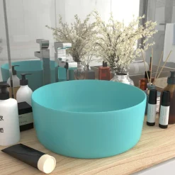 vidaXL Fontanería-Lavabo de lujo redondo cerámica 40x15 cm