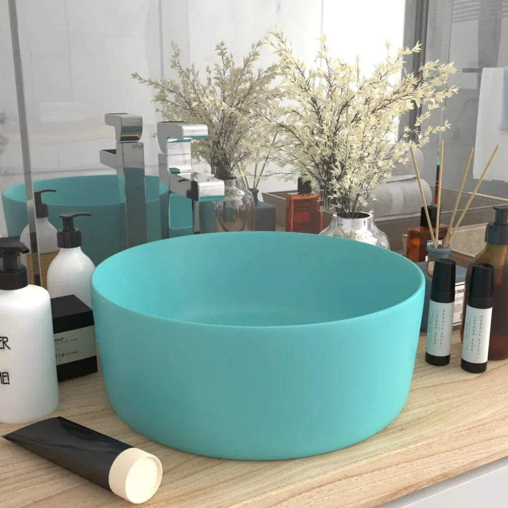 vidaXL Fontanería-Lavabo de lujo redondo cerámica 40x15 cm