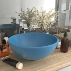 vidaXL Fontanería-Lavabo de lujo redondo cerámica 32,5x14 cm