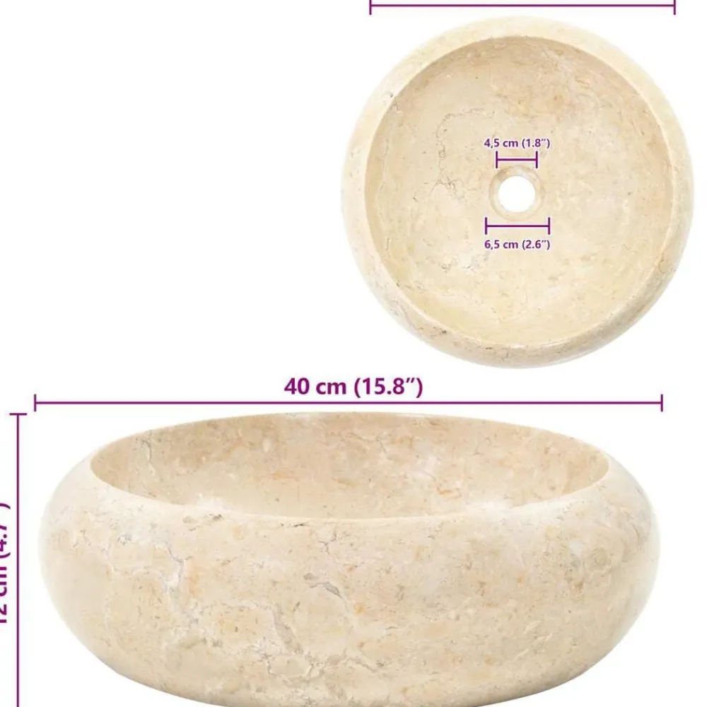 vidaXL Fontanería-Lavabo de mármol 40x12 cm