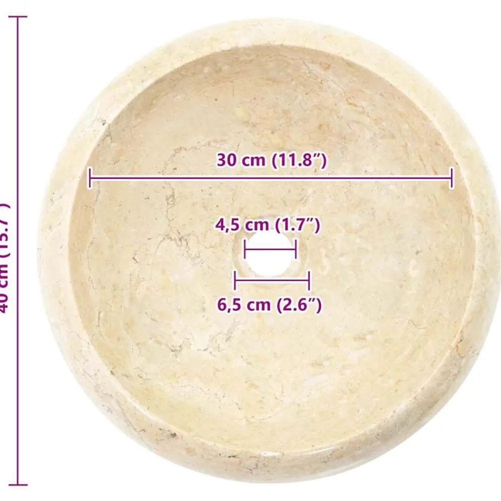 vidaXL Fontanería-Lavabo de mármol 40x12 cm