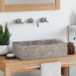 vidaXL Lavabo de mármol con brillo 45x30x12 cm Gris Sale