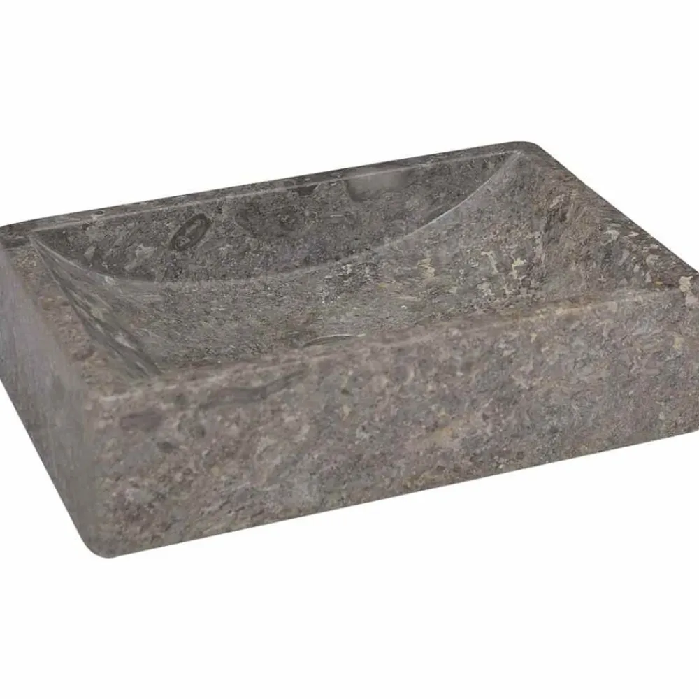 vidaXL Lavabo de mármol con brillo 45x30x12 cm Gris Sale