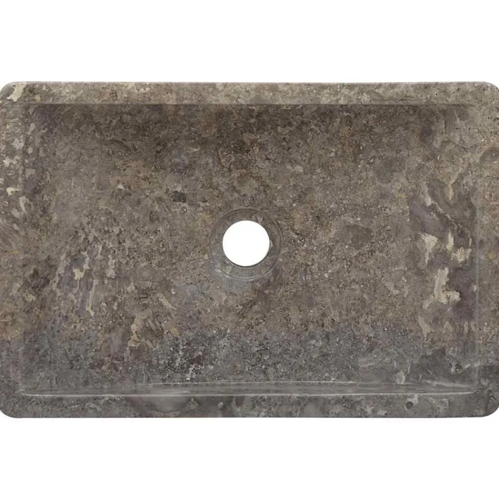 vidaXL Lavabo de mármol con brillo 45x30x12 cm Gris Sale