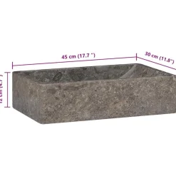 vidaXL Lavabo de mármol con brillo 45x30x12 cm Gris Sale