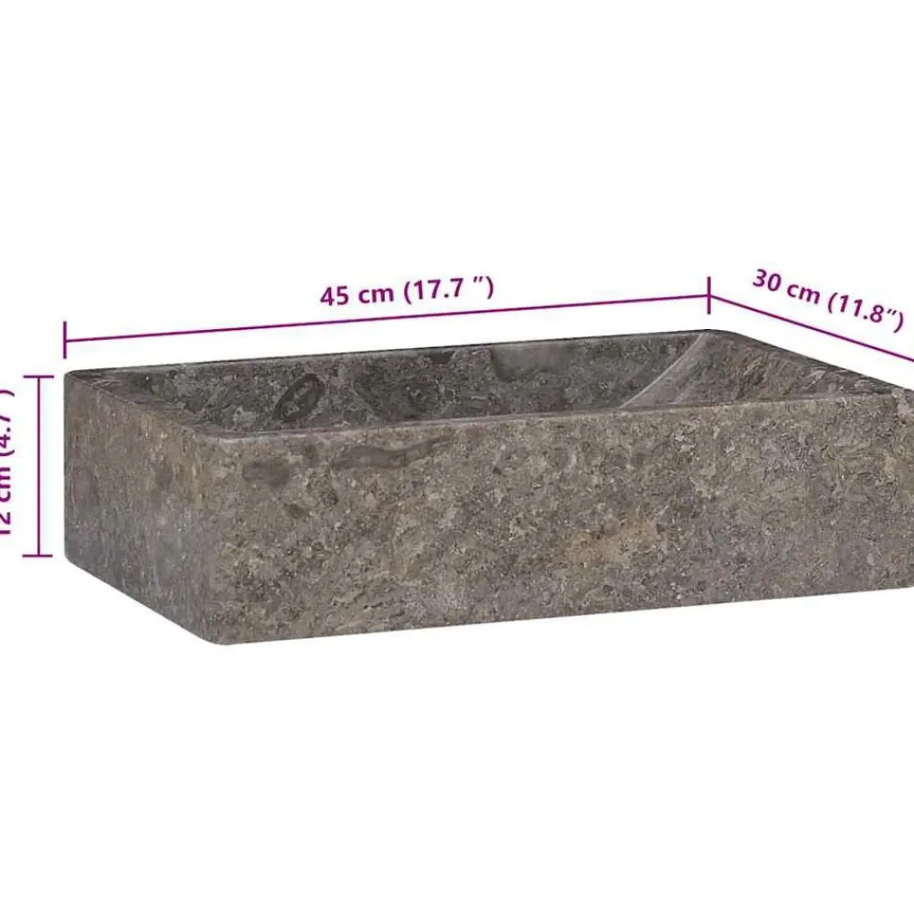 vidaXL Lavabo de mármol con brillo 45x30x12 cm Gris Sale