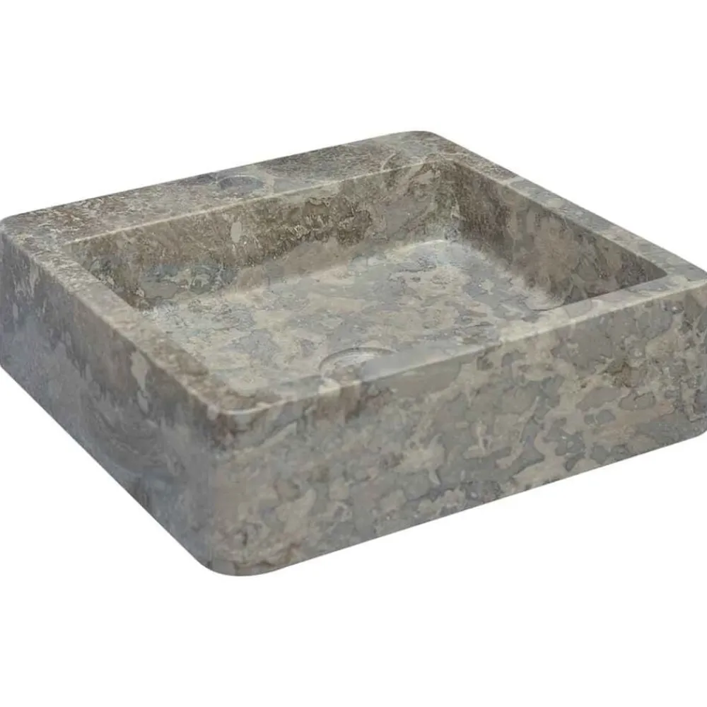 vidaXL Lavabo de mármol 40x40x12 cm Gris Best