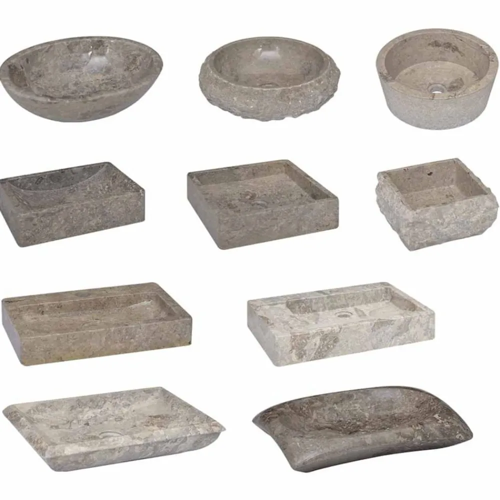 vidaXL Lavabo de mármol 40x40x12 cm Gris Best