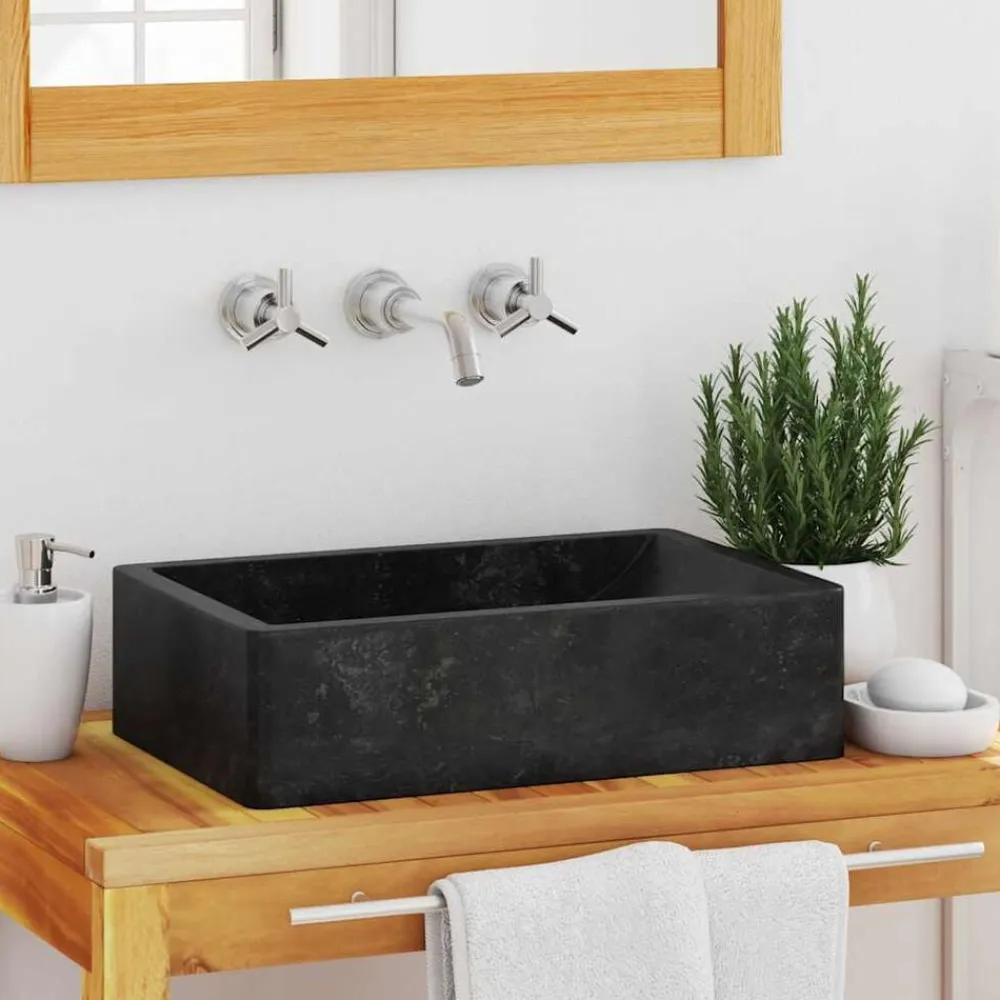 vidaXL Fontanería-Lavabo de mármol con brillo 45x30x12 cm