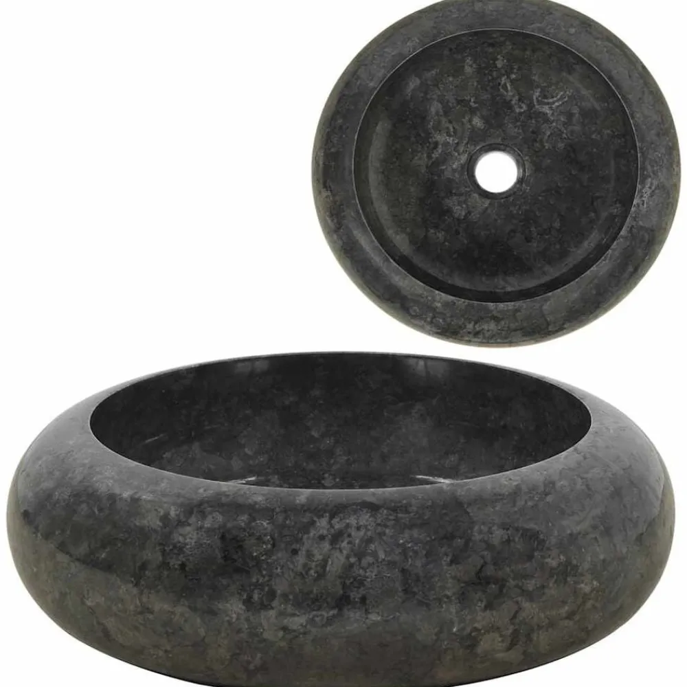 vidaXL Lavabo de mármol 40x12 cm Negro Hot