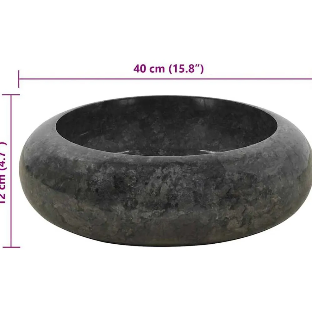 vidaXL Lavabo de mármol 40x12 cm Negro Hot