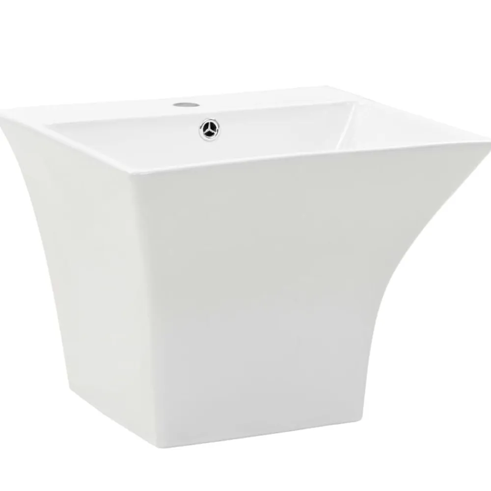 vidaXL Lavabo de pared de cerámica blanco 500x450x410 mm