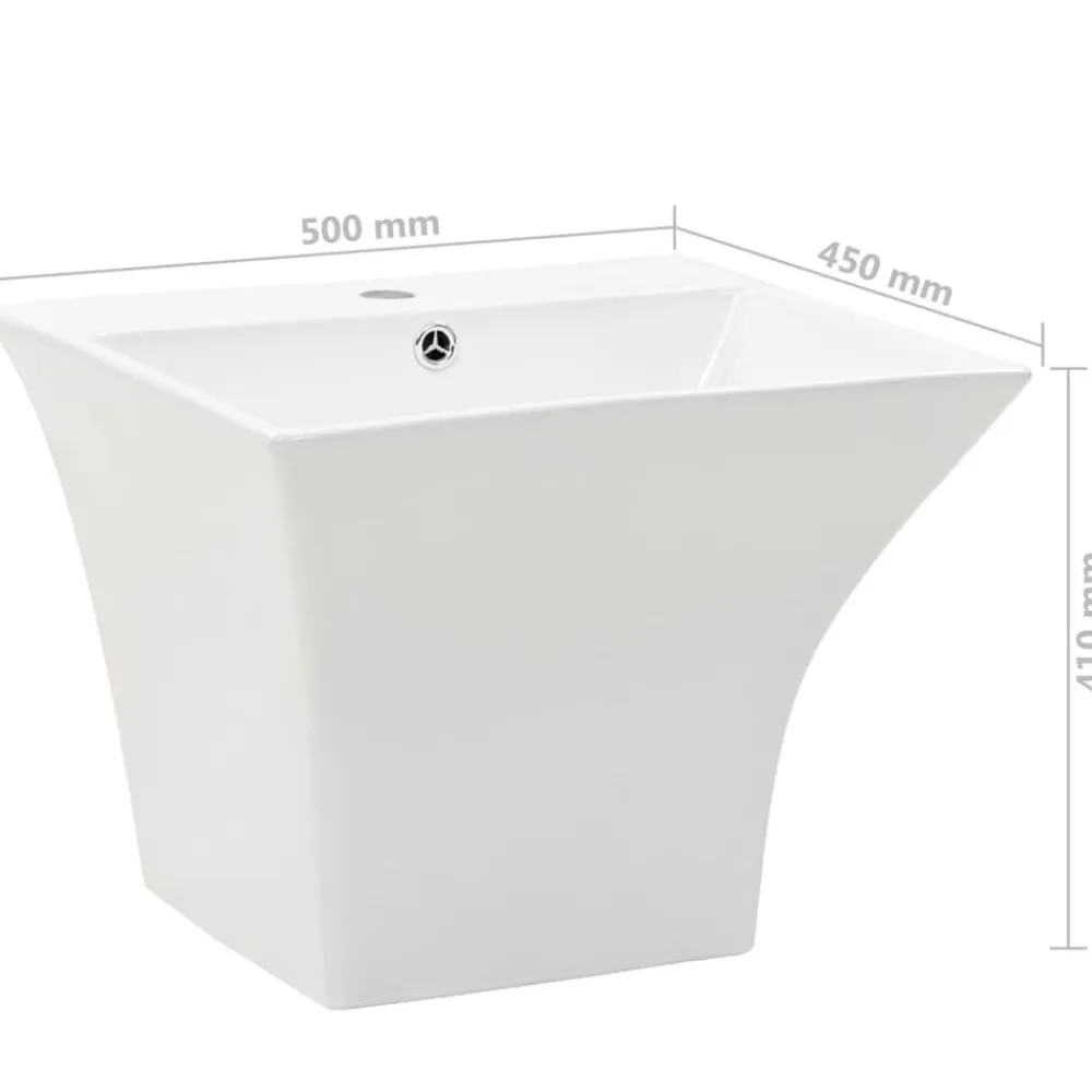 vidaXL Lavabo de pared de cerámica blanco 500x450x410 mm
